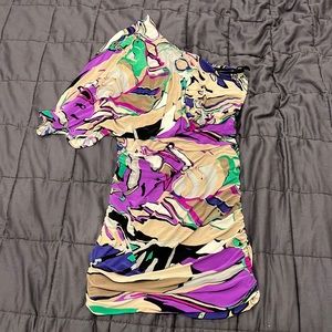 Nine West Size 2 Multicolor One Shoulder Dress